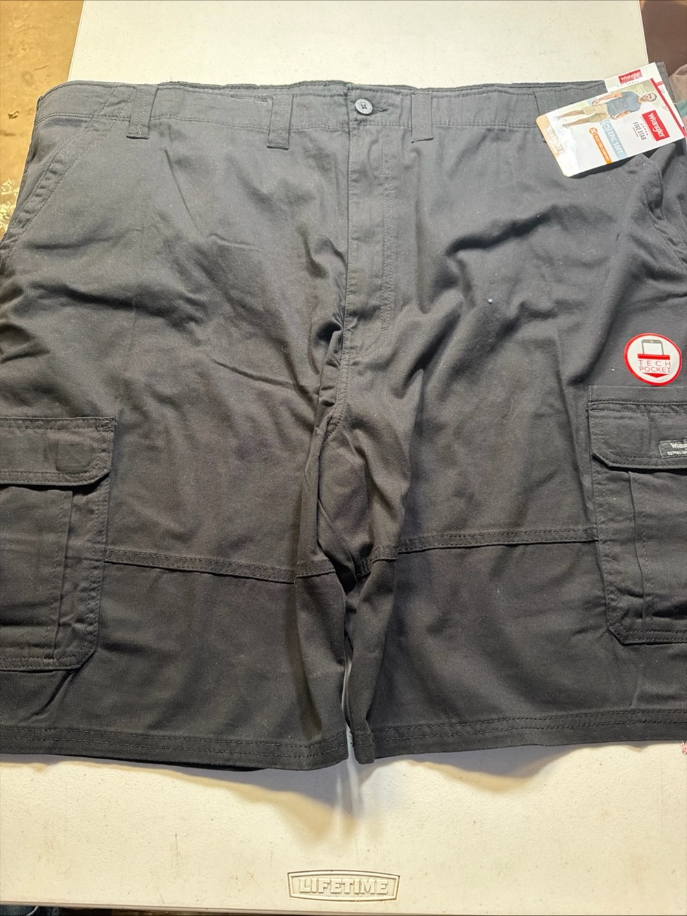 Wrangler Black Cargo Shorts with Tech Pocket